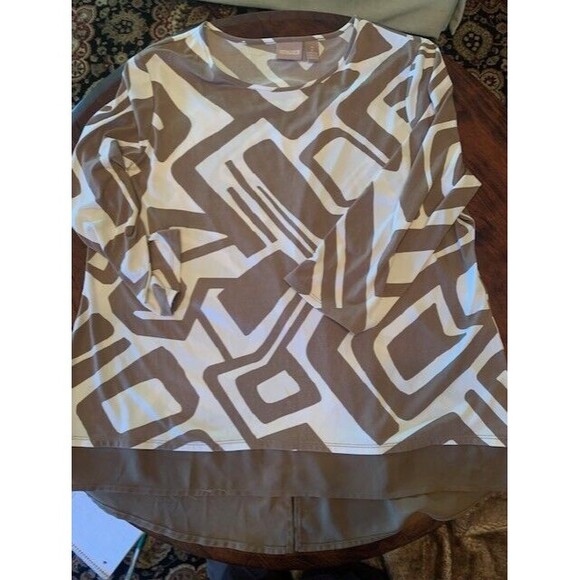 Chicos 2 Soft 12-14 Tunic Womens Geometric  Assymetric 3/4 Sleeve Plus Size - Picture 13 of 13